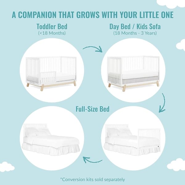 Dream On Me Hygge 5-in-1 Convertible Crib Vintage White Oak