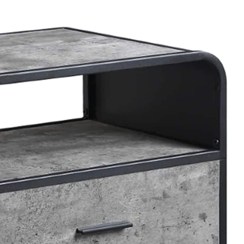 Ish 39 Inch Entertainment Center TV Stand, 2 Drawers, Wood, Grey, Black