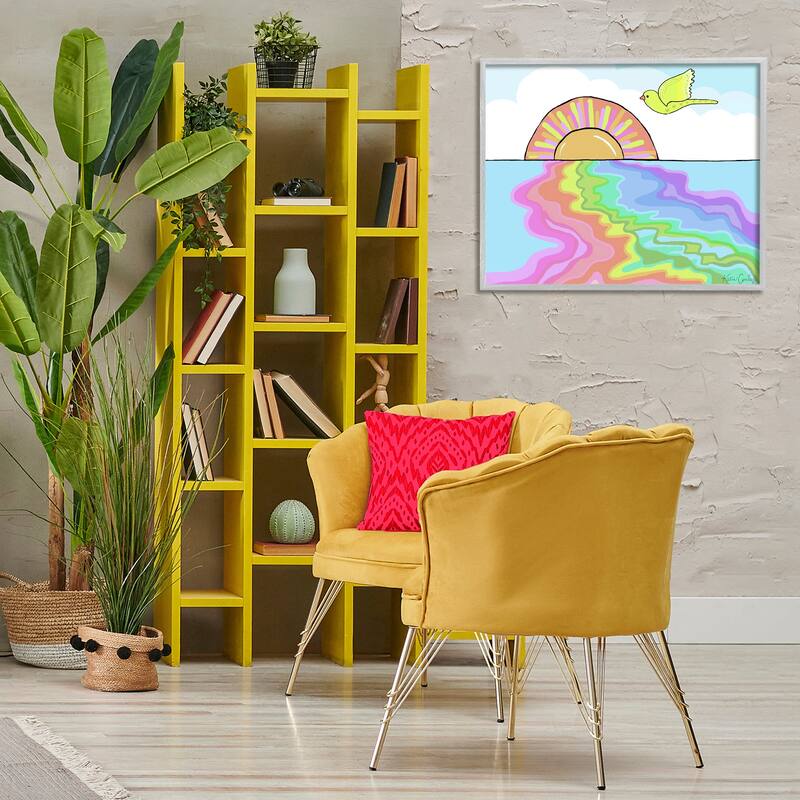 Stupell Swirling Rainbow Sea Reflection Framed Giclee Art Design By Katie Conley