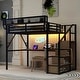 preview thumbnail 5 of 26, Loft Bed with Desk and Charging Station, Metal Loft Bed with Stairs and Light for Kids and Teens