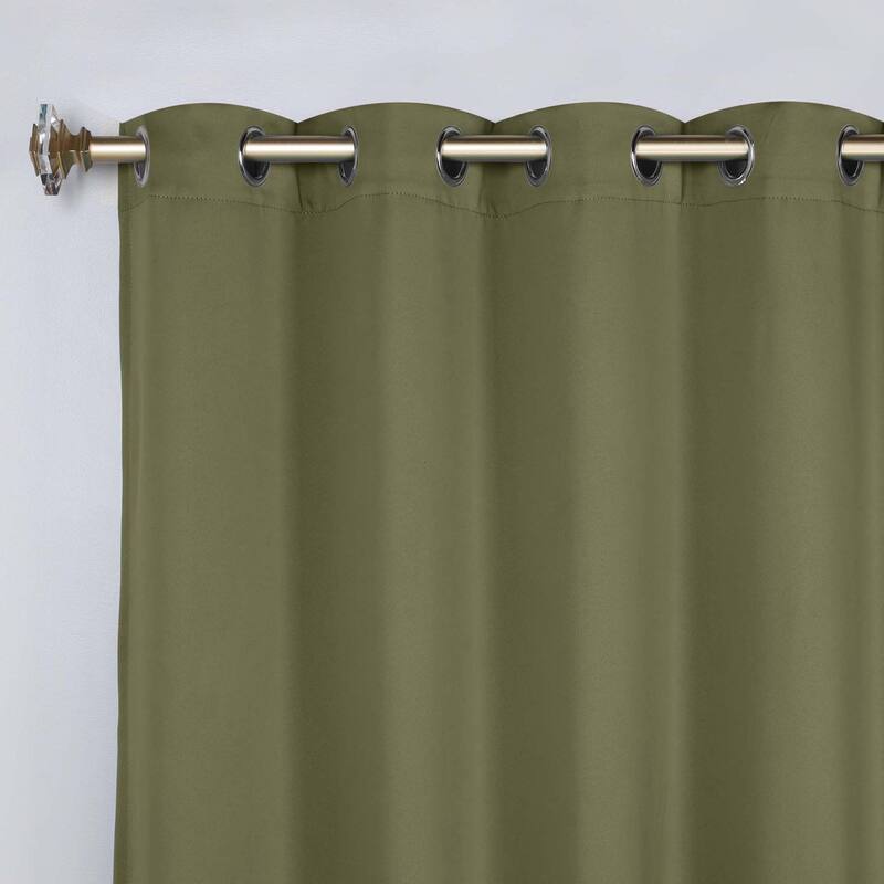 Superior Solid Machine Washable Room Darkening Grommet Curtains, Set of 2