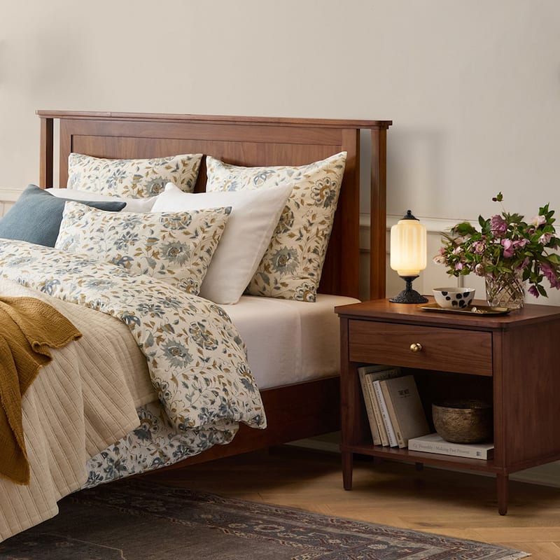 1-Light Transitional Metal & Glass Table Lamp with Carved Base for Bedroom Nightstand - 5.9 in. W x 13.8 in. H