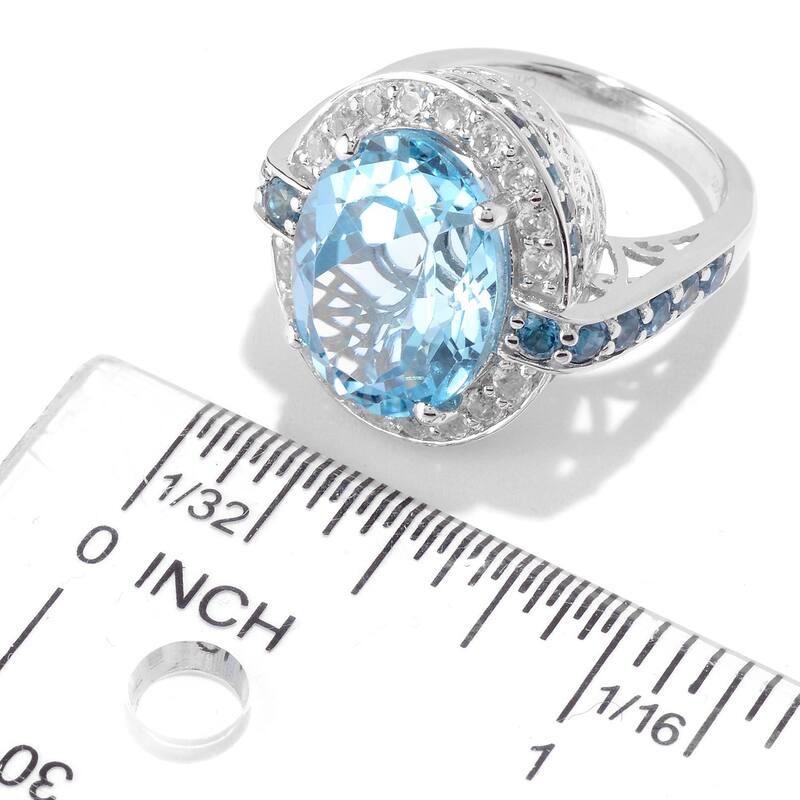 Sterling Silver Swiss Blue Topaz & White Topaz Ring
