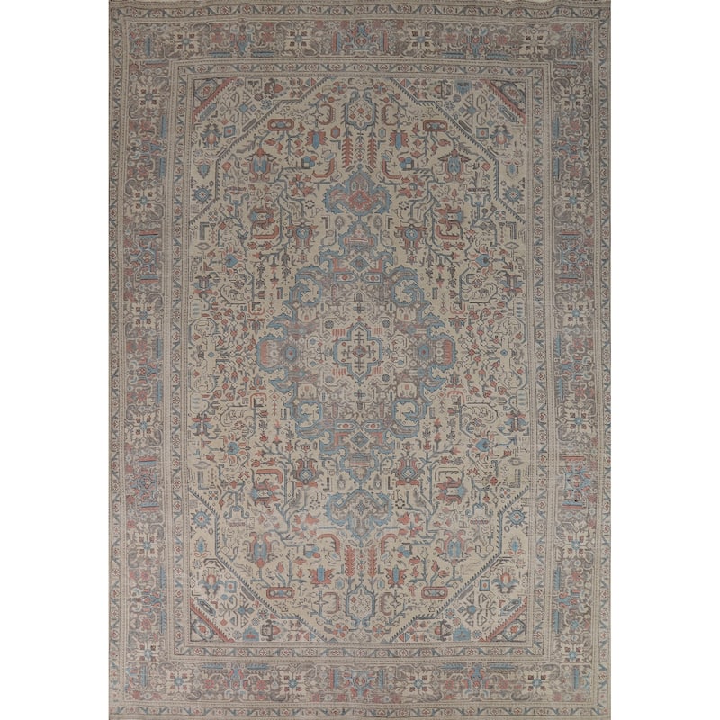 Geometric Tabriz Persian Area Rug Handmade Dining Room Wool Carpet - 9'3"x 12'8"