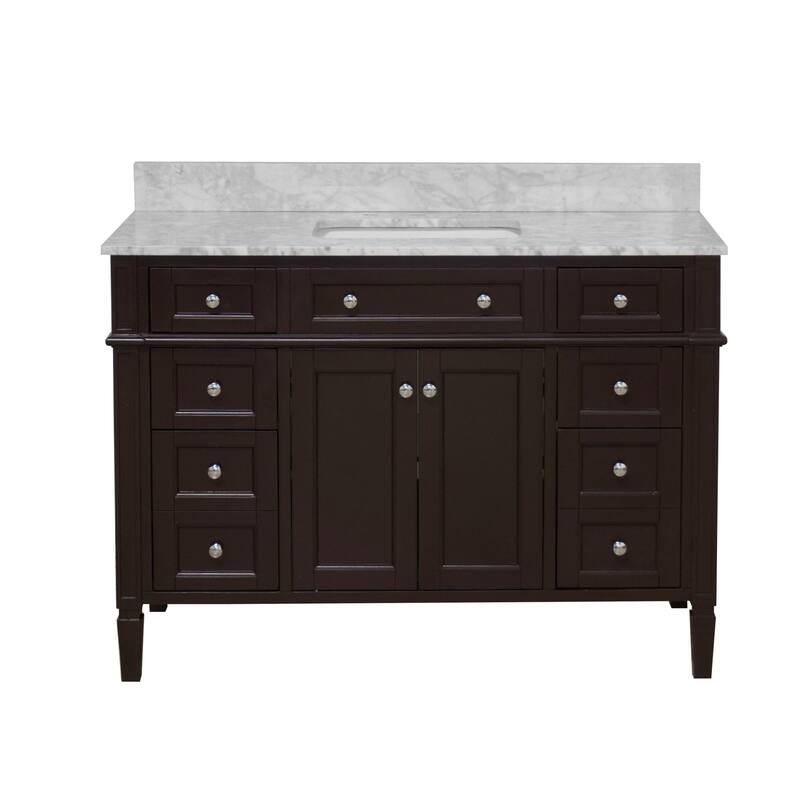 KitchenBathCollection Hailey 48" Bathroom Vanity with Carrara Marble Top