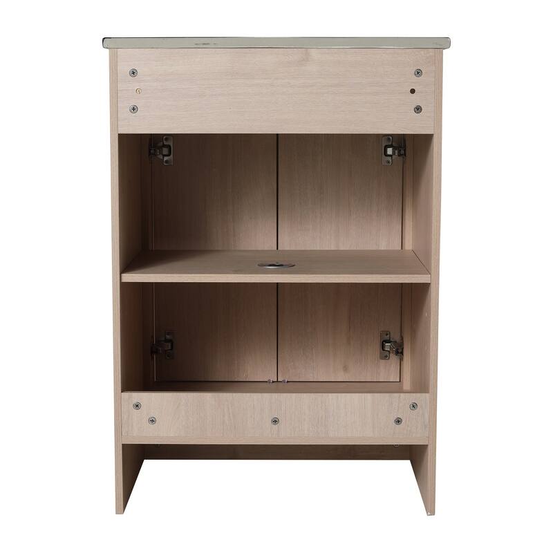 Freestanding Plywood Bathroom Vanity Set in Plain Light Oak with Integrated Sink