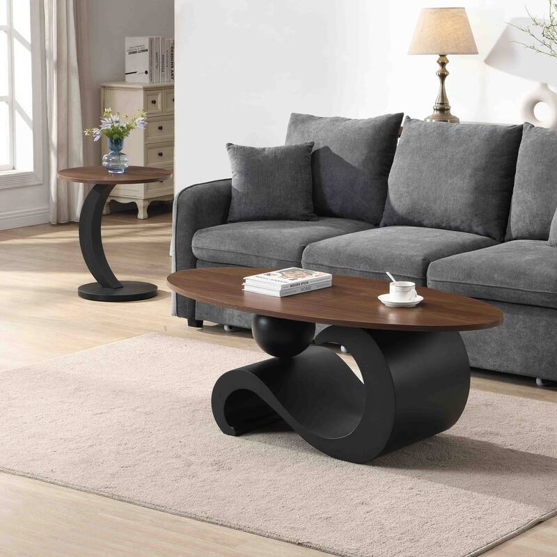 47.24'' W Nesting Coffee Table Set of 2 Living Room Round Coffee Table Set