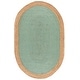 preview thumbnail 127 of 125, SAFAVIEH Handmade Natural Fiber Charlyne Bordered Round Jute Rug 4' x 6' Oval - Aqua/Natural - Oval