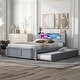 preview thumbnail 19 of 32, Versatile Queen Size Wood Storage Bed with LED and Trundle for Enhanced Comfort and Space Utilization