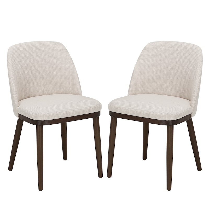 Set of 2 Upholstered Wood Dining Chairs for Dining Room, Restaurant - Beige