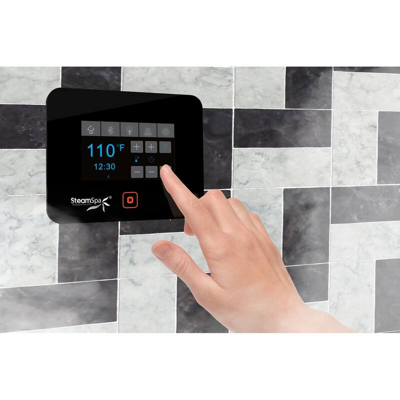 Black Series WiFi and Bluetooth 9kW QuickStart Steam Bath Generator Package with Dual Aroma Pump in Matte Black - Matte Black