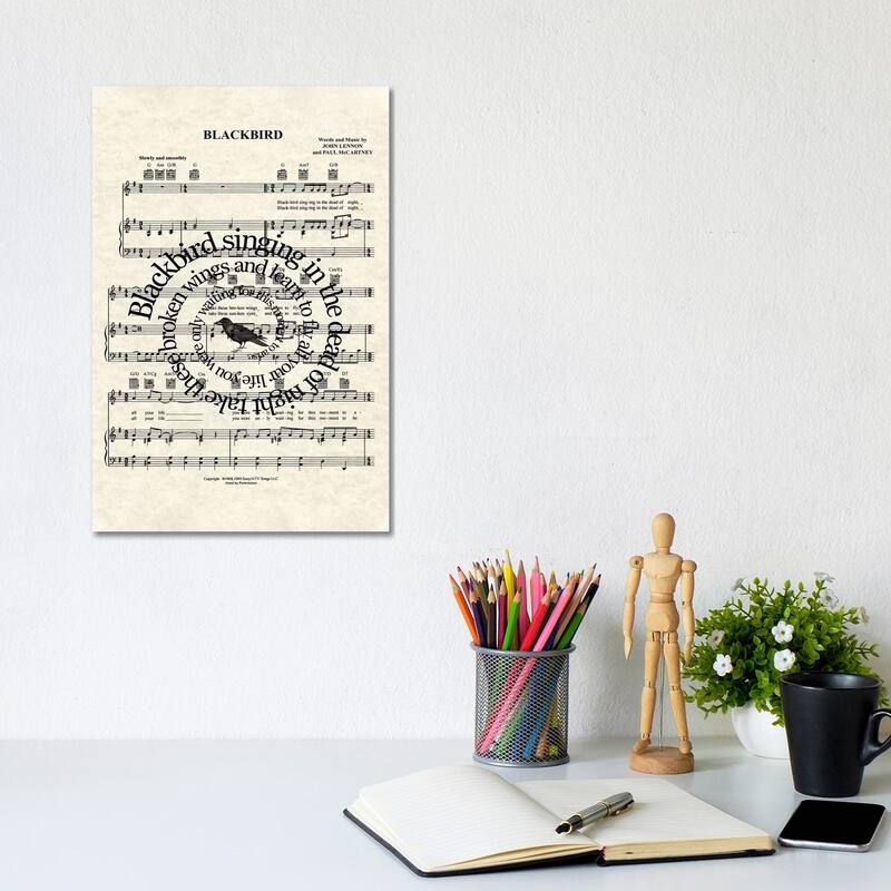 iCanvas "Blackbird - Version Two" by WordsAndMusicArt Canvas Print - 12x8x0.75