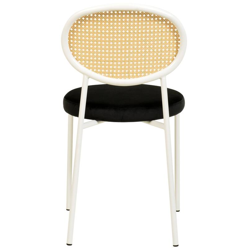 LeisureMod Euston Set of 4 Velvet Modern Dining Chair - Wicker Back Accent Chair for Home Living Room & Kitchen