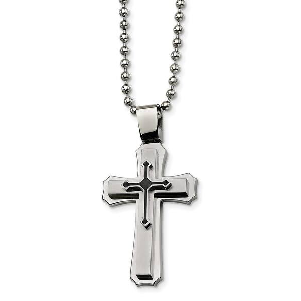Stainless Steel Polished Fancy Cross Necklace 55x30mm 22 Inches Stainless Steel Polished Fancy Cross Necklace 55x30mm 22 Inches