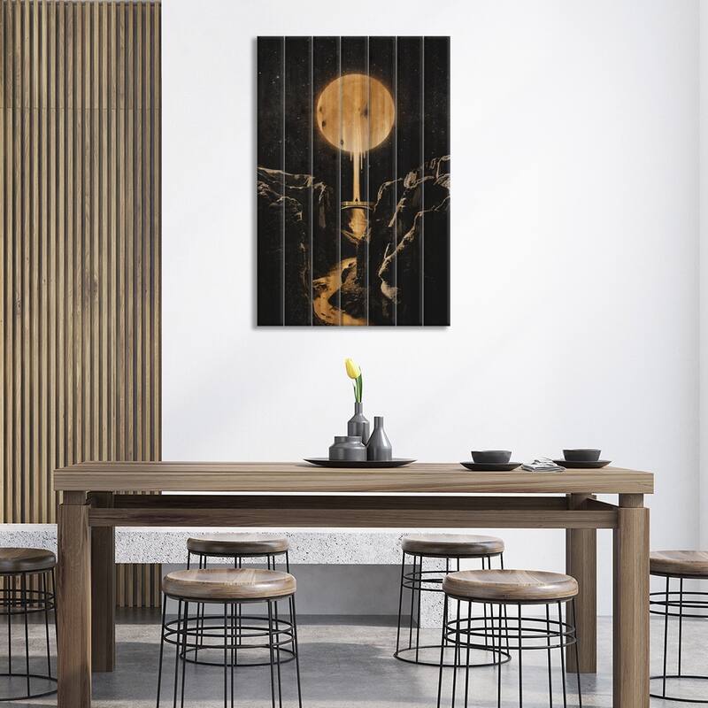 Moonlit Print On Wood by Enkel Dika - Multi-Color
