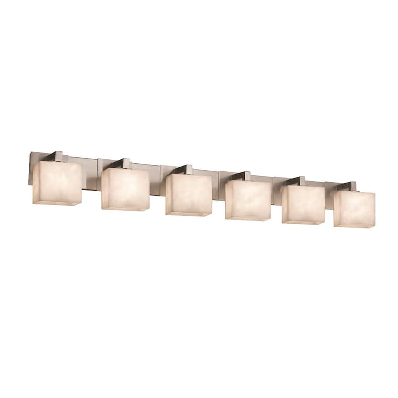 Justice Design Clouds Modular 6-light Brushed Nickel Bath Bar, Clouds Rectangle Shade