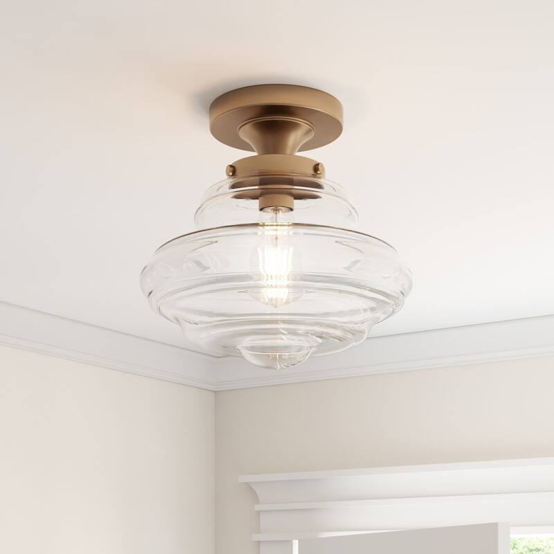 Modern Black Glass Dimmable 1-Light Semi-Flush Mount Ceiling Light