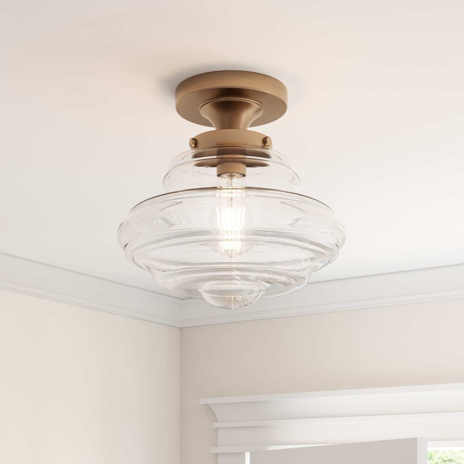 Brio Lighting Solaria - 1 Light Farmhouse Semi Flush Ceiling Light