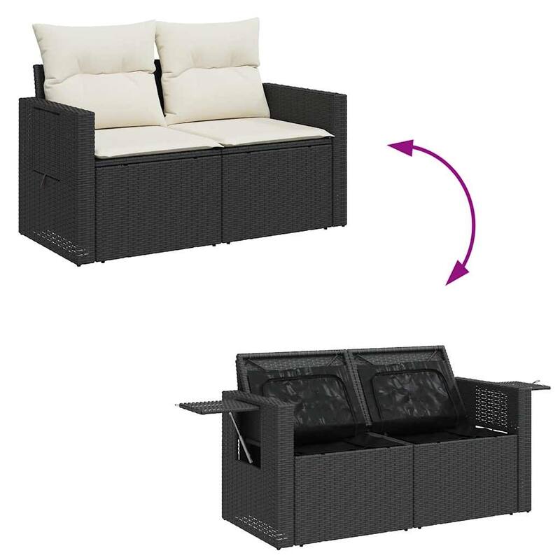 vidaXL Patio Sofa Set with Cushions Outdoor Furniture 5 Piece Poly Rattan - 21.7 x 39.4 x 28.7