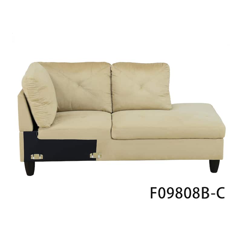 Beige Microfiber 3-Piece Living Room Sofa Set