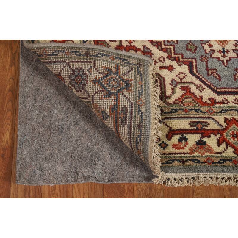Hand Knotted Oriental 100% Wool Carpet Traditional Medallion Navy Blue & Blues Heriz (serapi) Area Rug - 6' 0'' X 4' 1''