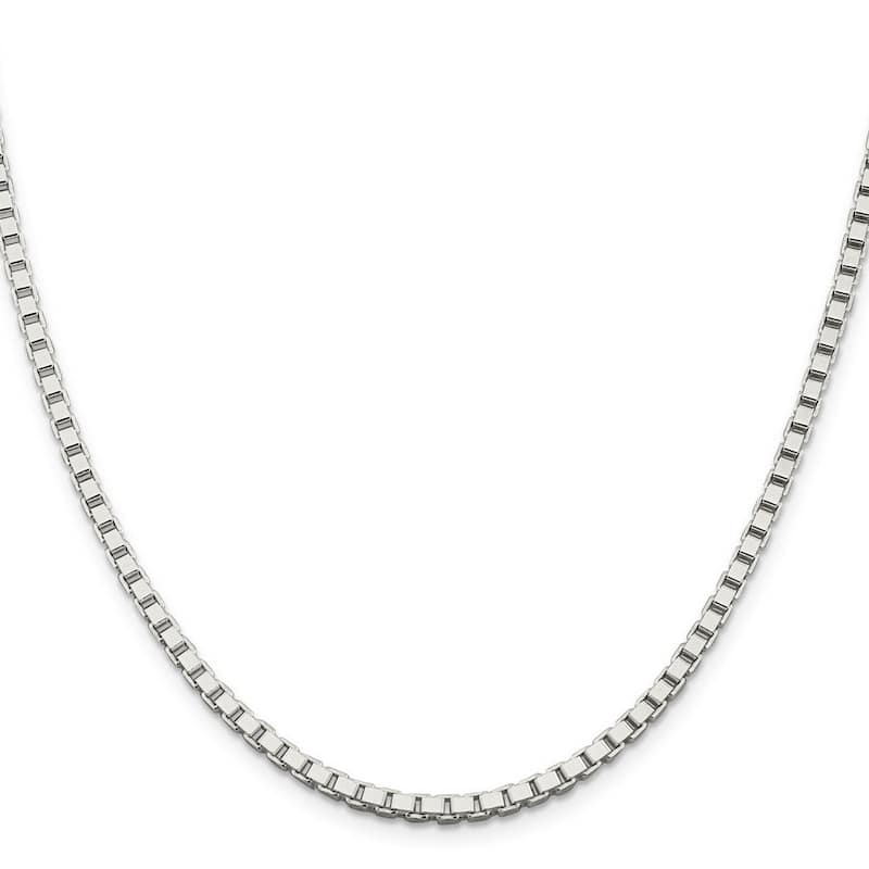 Curata 925 Sterling Silver 3.00mm Box Chain Necklace for Men Options: 20 22 24 30