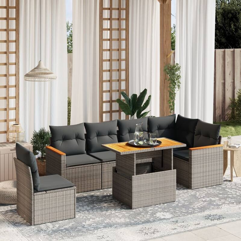 Modular Outdoor Sofa Set with Cushions - 21.7 x 39.4 x 28.7 in - Grey