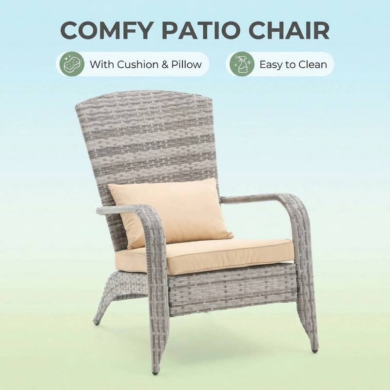 Outdoor Rattan Wicker Accent Chair with All-Weather Cushions