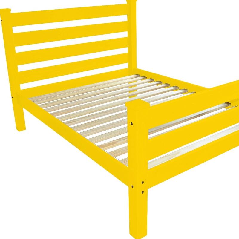 HomeRoots Yellow Solid Wood Queen Bed Frame