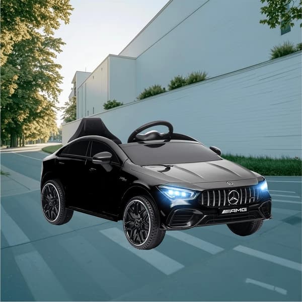 slide 2 of 11, Licensed Mercedes-Benz AMG CLA 45 Kids Electric Ride On Car with Remote, Adjustable Speed, Spring Suspension, and Music Black
