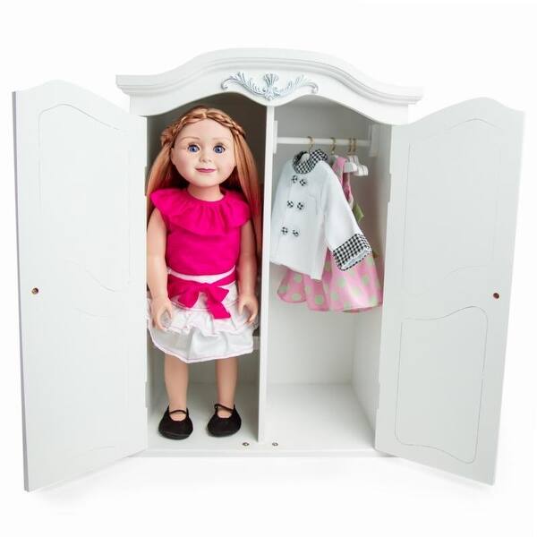 Shop High Quality 18 Inch Doll White Wooden Wardrobe Armoire Trunk