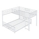 preview thumbnail 6 of 28, Twin over Full Size Metal Bunk Bed Frame with Iron Mesh Decor, L-Shaped Loft Bed with Underneath Platform Bed