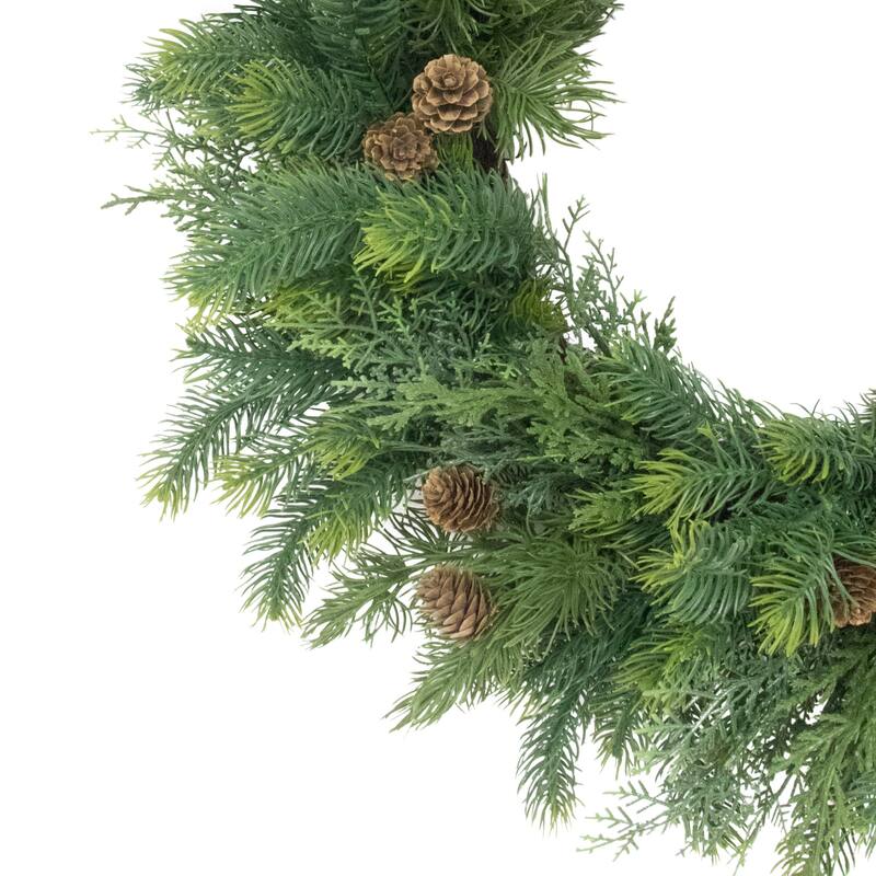 Artificial Pine Christmas Wreath with Pinecones - 2' - Unlit