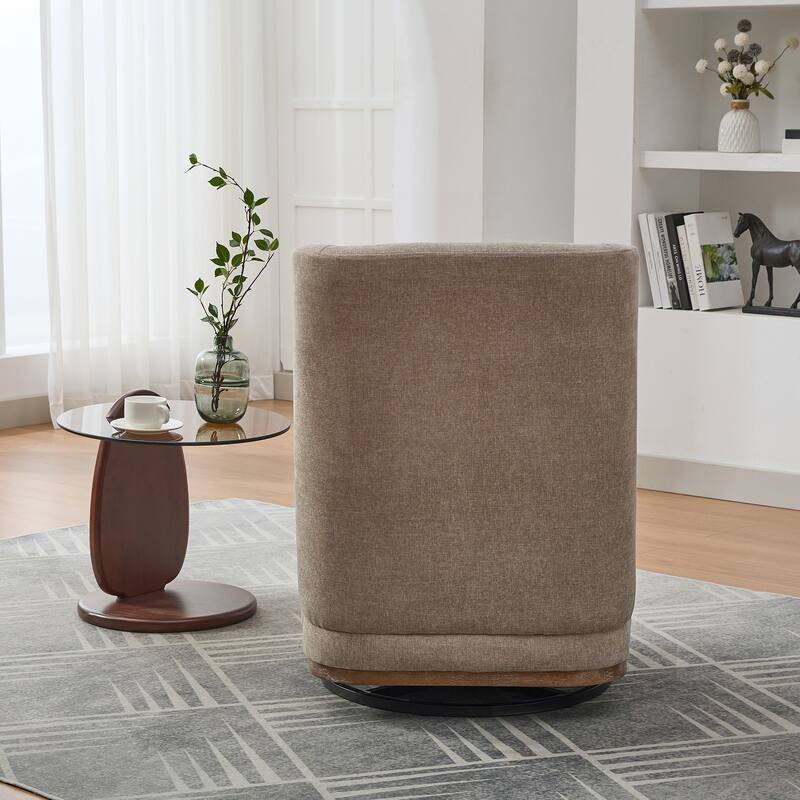 25.2 "Wide Modern Chenille Cushioned Armless Metal Base 360° Swivel Chair with Pillow, Lounge Area