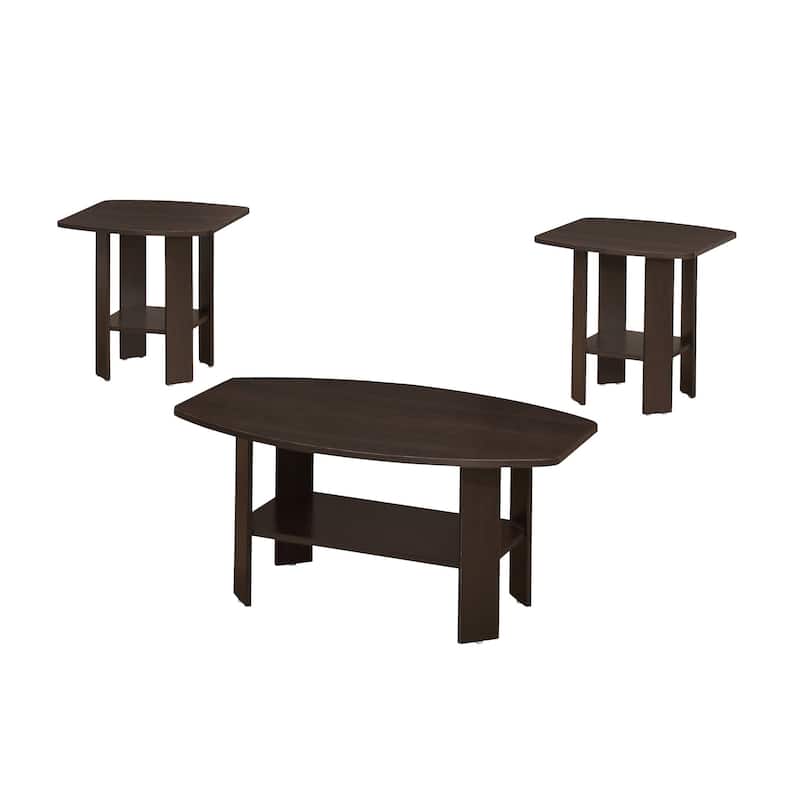 HomeRoots Set of Three 36" Brown Coffee Table With Shelf - 36.00 in. x 16.25 in. x 21.50 in.