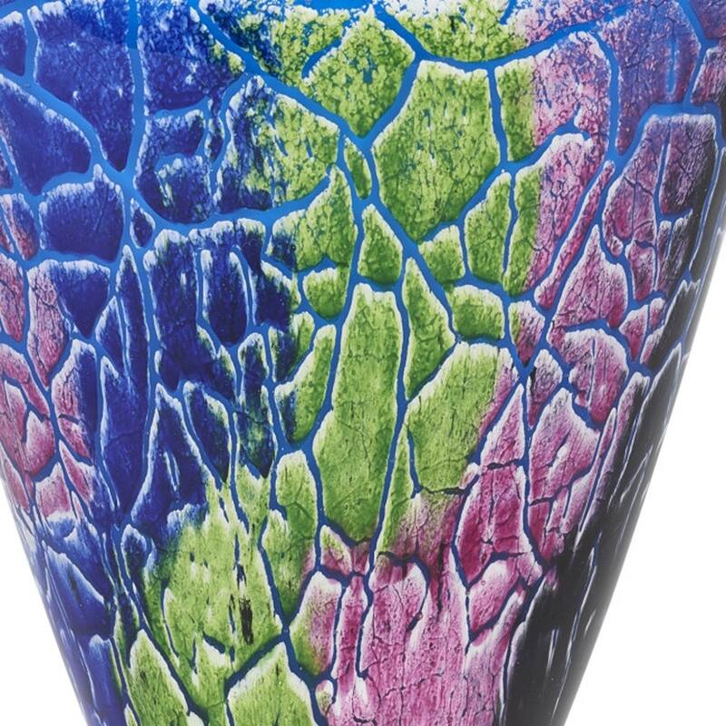 8" Blue and Green Murano Glass Abstract Oval Table Vase - 4.00