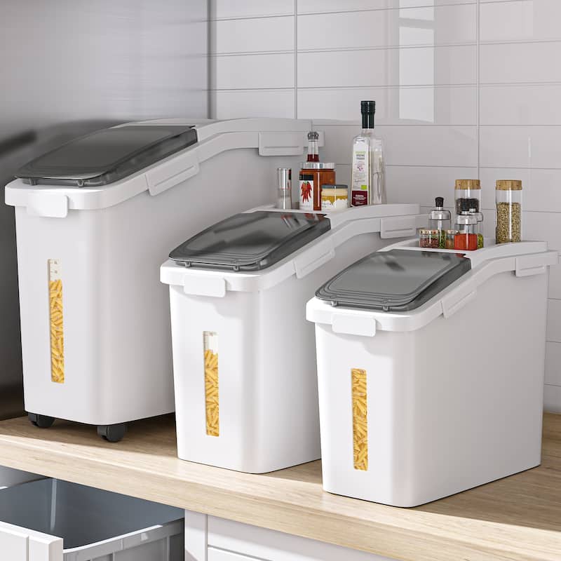 3 Pcs Mixed Set Ingredient Bin PP Shelf Storage Bins - 3 Pcs Mixed Set - 3 Pcs Mixed Set - Black