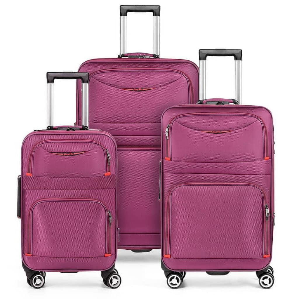 Jingpin Collection Hikolayae Juego de Maletas Giratorias Blandas en Lindo Rosa, 3 Piezas, Candado TSA
