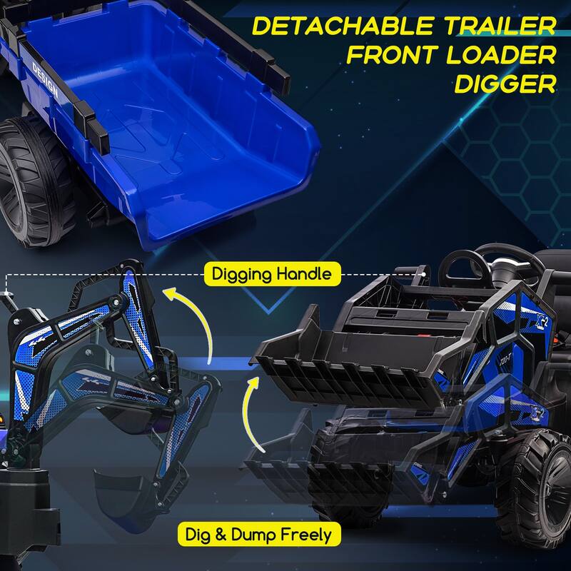 3 in 1 Ride on Tractor Excavator Bulldozer 24V