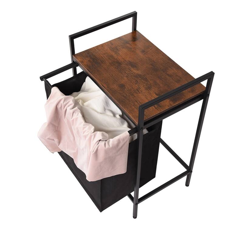 Homy Casa Laundry Hamper with Removable Fabric Bin & Wood Top