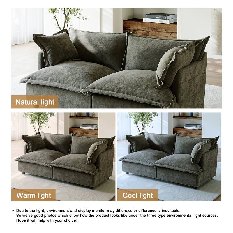 80"W Upholstered Chenille Comfy Cloud Couch Modular Sectional Sofa