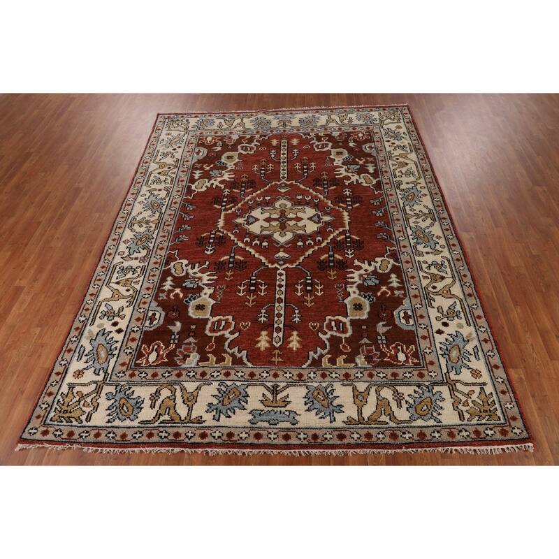 Tabriz Indian Area Rug Handmade Traditional Orange Wool Carpet - 7'11"x 10'1"
