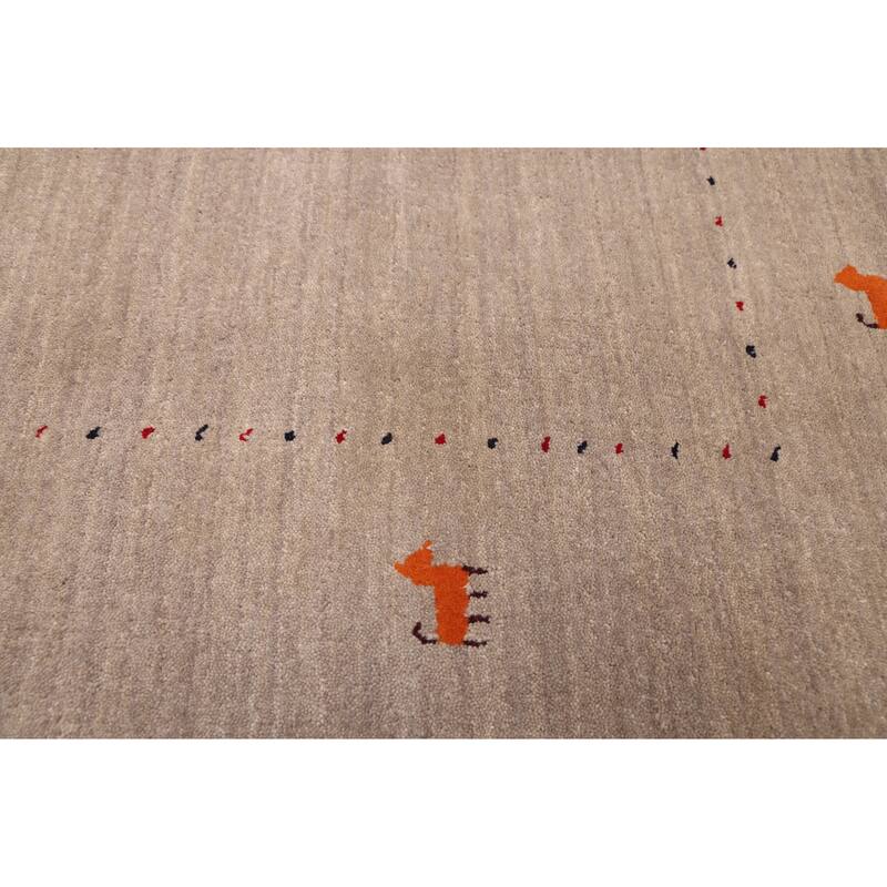 ECARPETGALLERY Hand Loomed Kashkuli Gabbeh Light Grey Wool Rug - 5'0 x 8'0