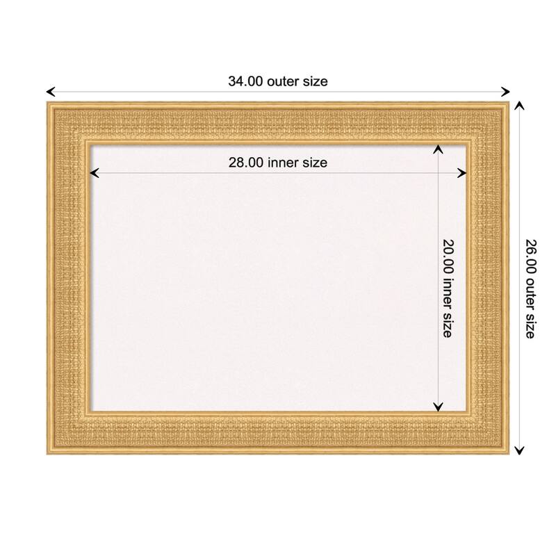 Trellis Wood Framed White Corkboard Bulletin Board - Trellis Gold - Board Size 28x20