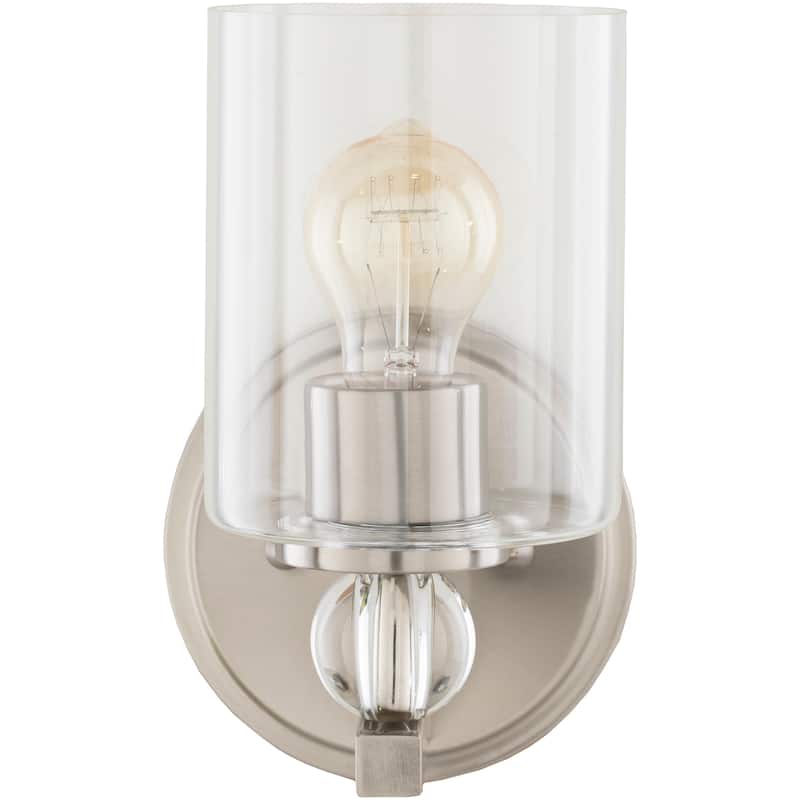 Artistic Weavers Rollins Traditional Glass 1-Light Wall Sconce - 9.625"H x 6.125"W x 6.125"D - 9.625"H x 6.125"W x 6.125"D - Nickel