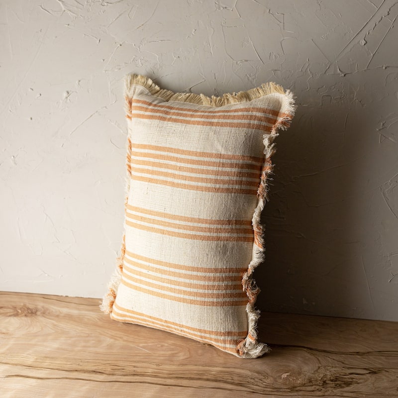 Foreside Home & Garden Coral Striped Filled Lumbar Pillow