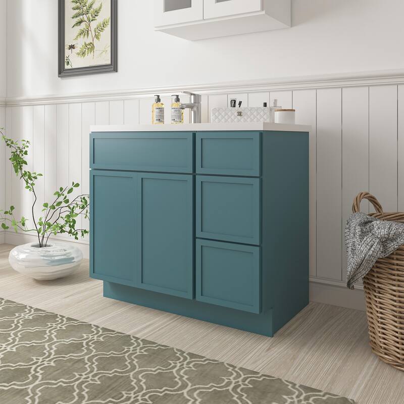 Vanity Art 36" Oak Freestanding Bathroom Vanity Cabinet without Top