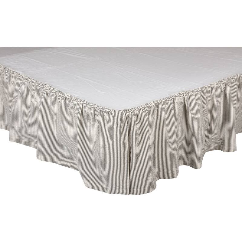 Hatteras Seersucker Blue Ticking Stripe Bed Skirt