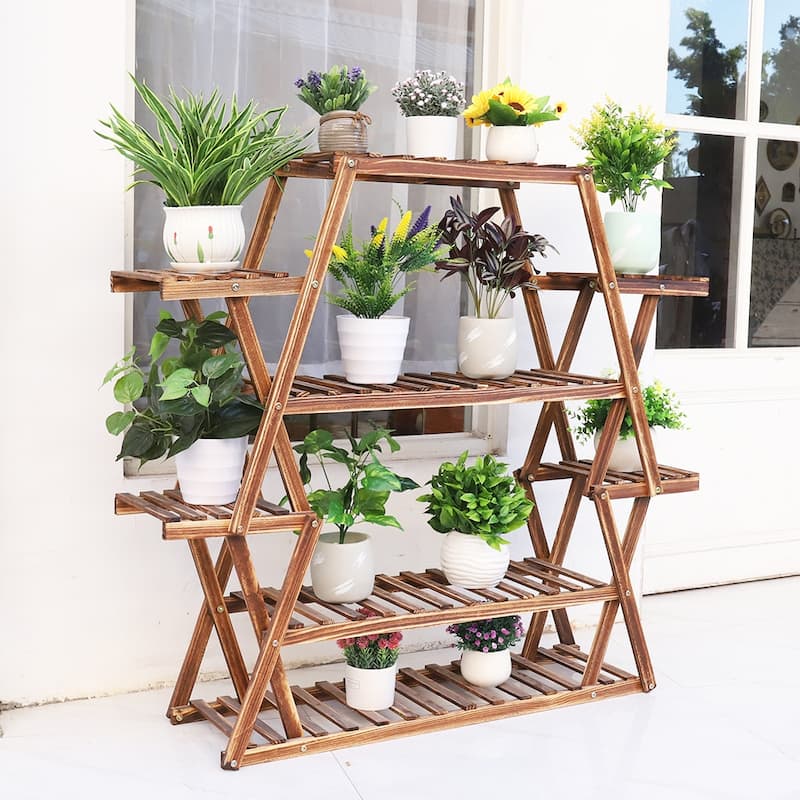 Extra Large Multi Tier Wood Flower Rack Plant Stand Bonsai Shelf - 37' x 10'x 42'