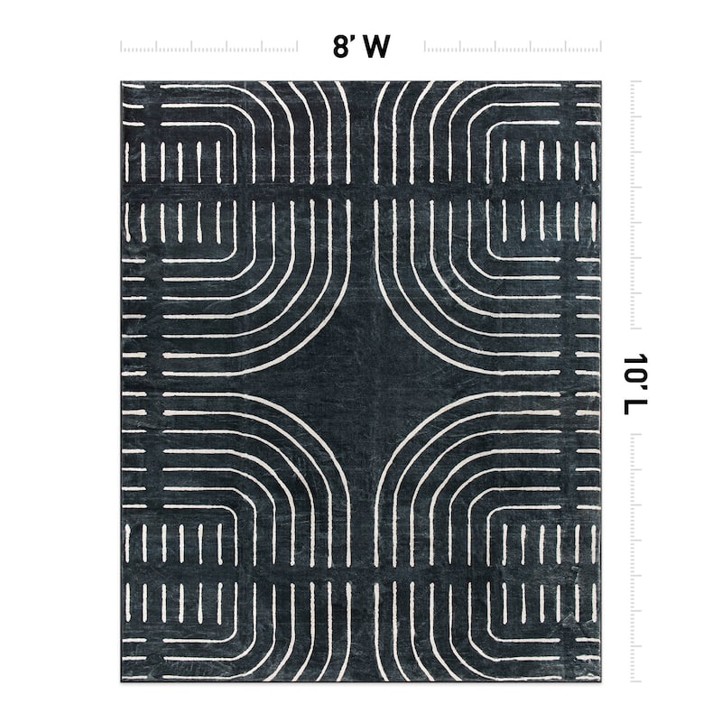 World Rug Gallery Bohemian Lines Washable Non Slip Area Rugs